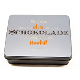 3D-Präsentdose "Ein Leben ohne Schokolade ist möglich, aber sinnlos!"